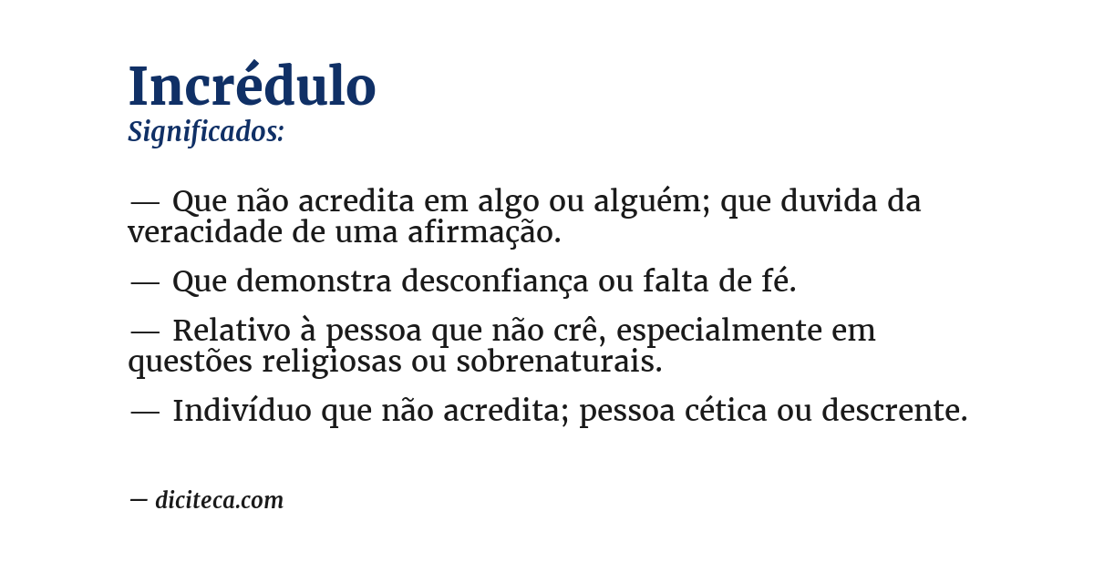 Significado de incrédulo