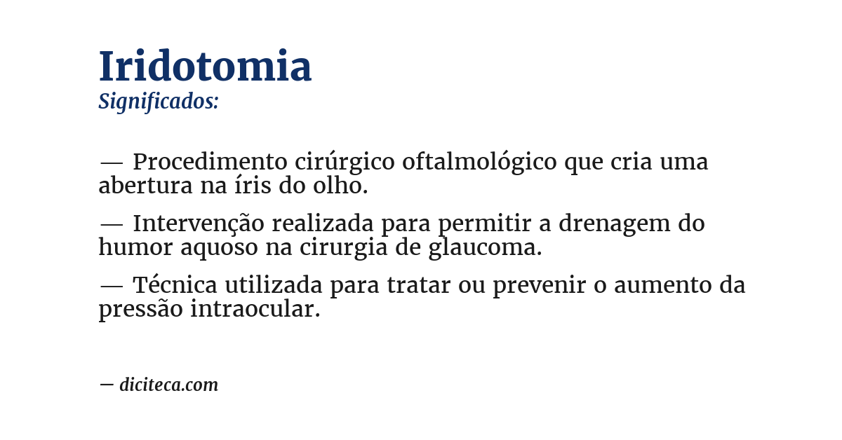 Significado de iridotomia