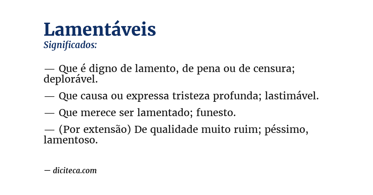Significado de lamentáveis