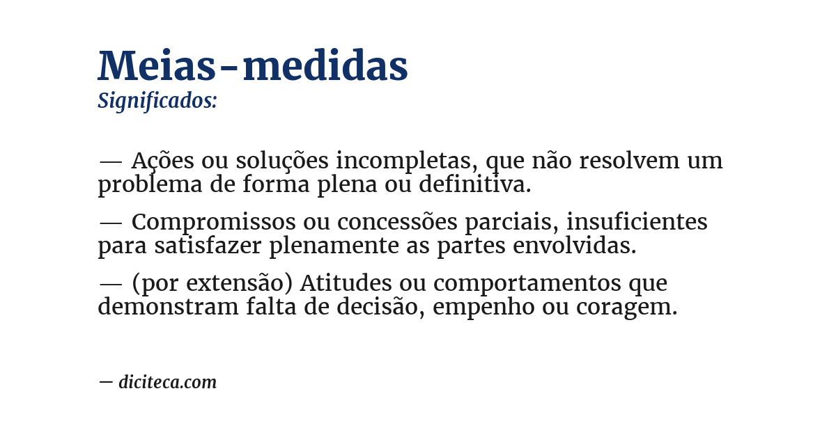 Significado de meias-medidas