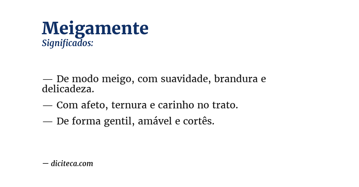 Significado de meigamente