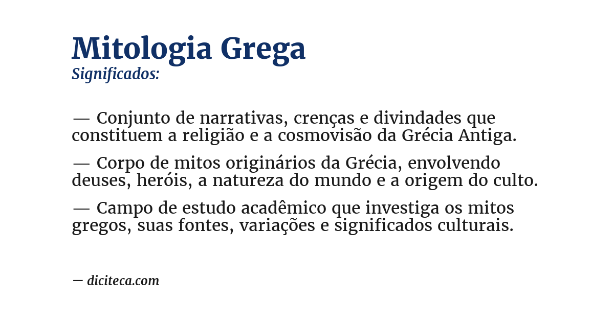 Significado de mitologia grega