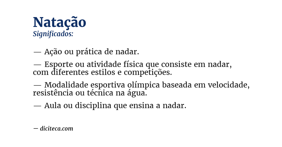 Significado de natação