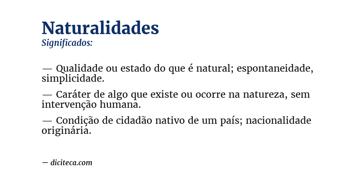 Significado de naturalidades