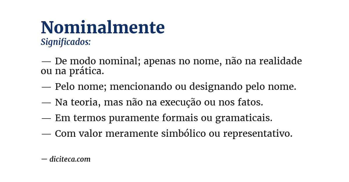 Significado de nominalmente