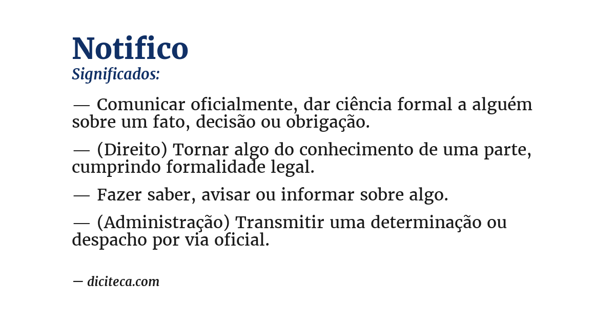 Significado de notifico
