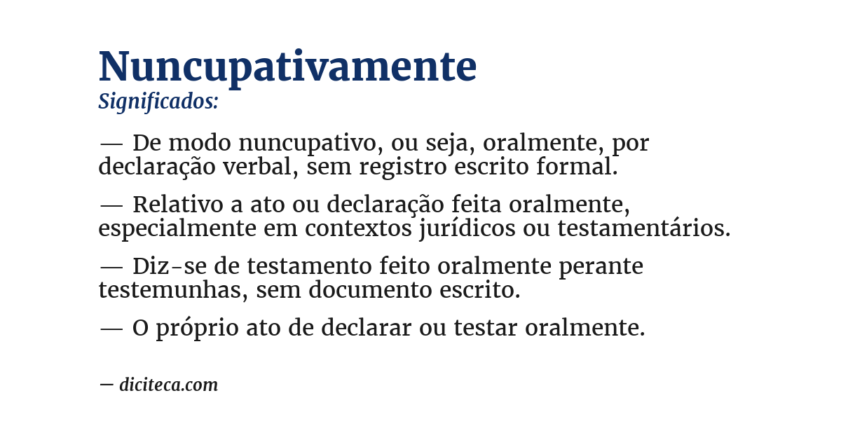 Significado de nuncupativamente