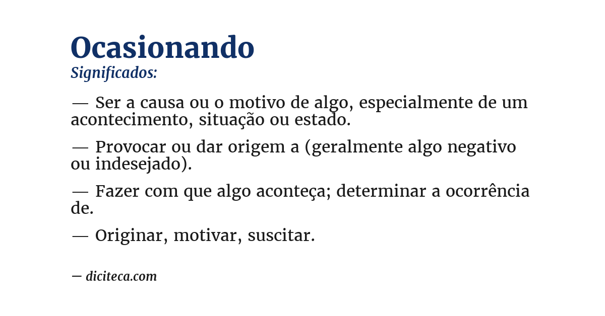 Significado de ocasionando