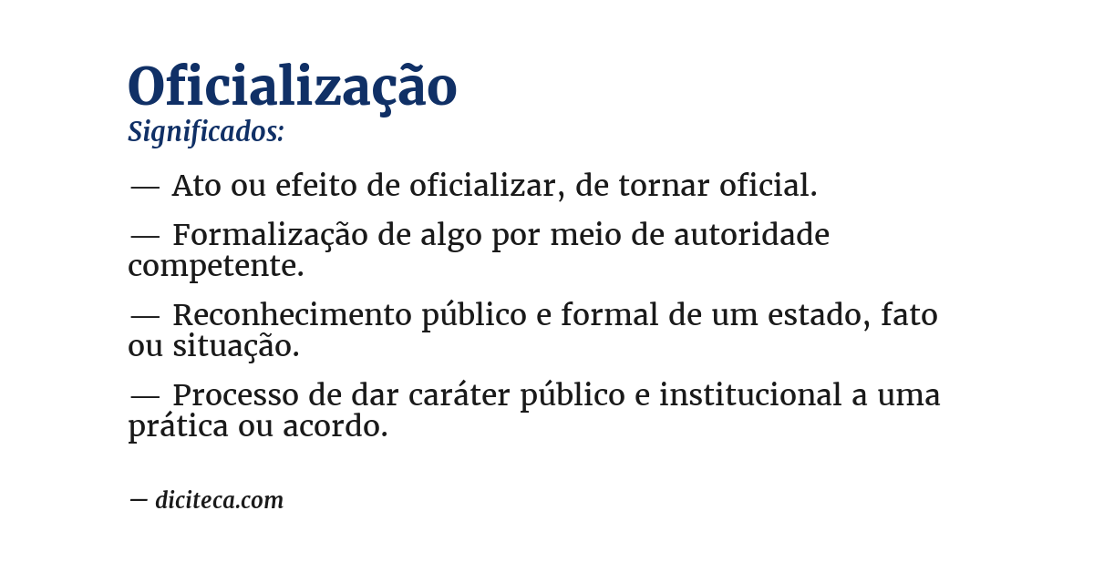 Significado de oficialização