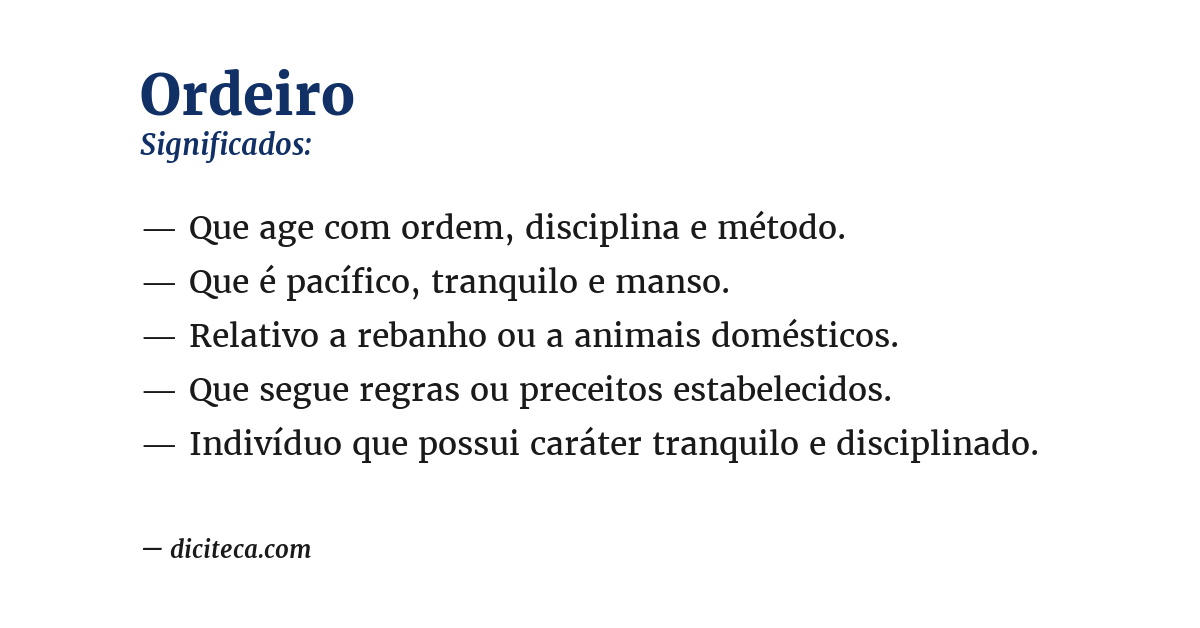 Significado de ordeiro