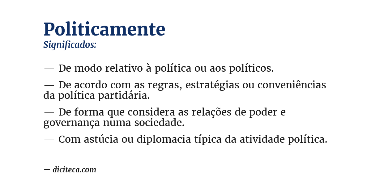 Significado de politicamente