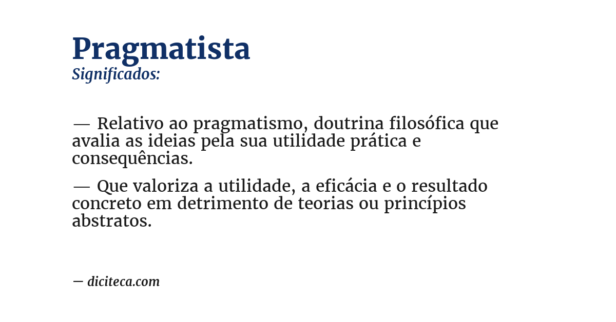 Significado de pragmatista