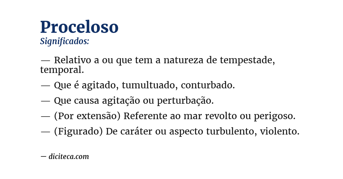 Significado de proceloso