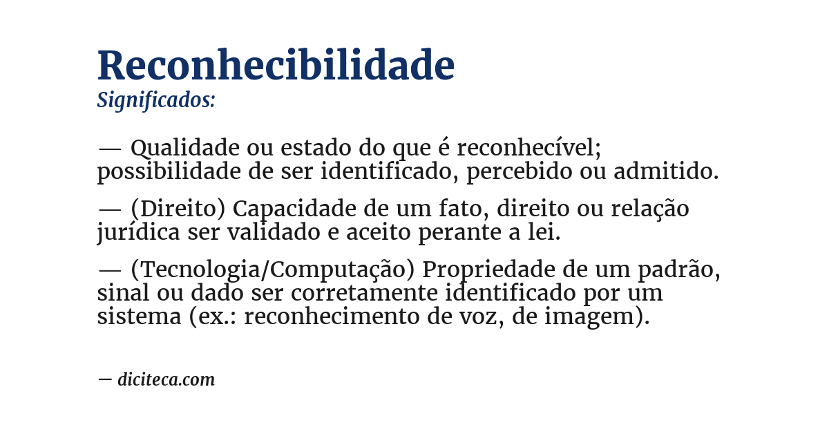 Significado de reconhecibilidade