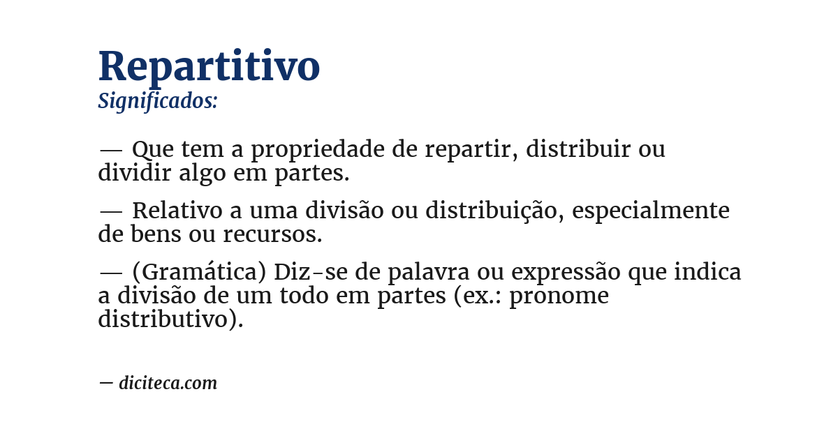 Significado de repartitivo