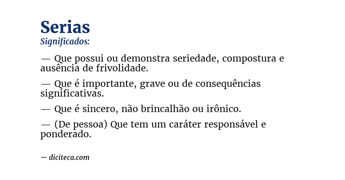 Significado de serias