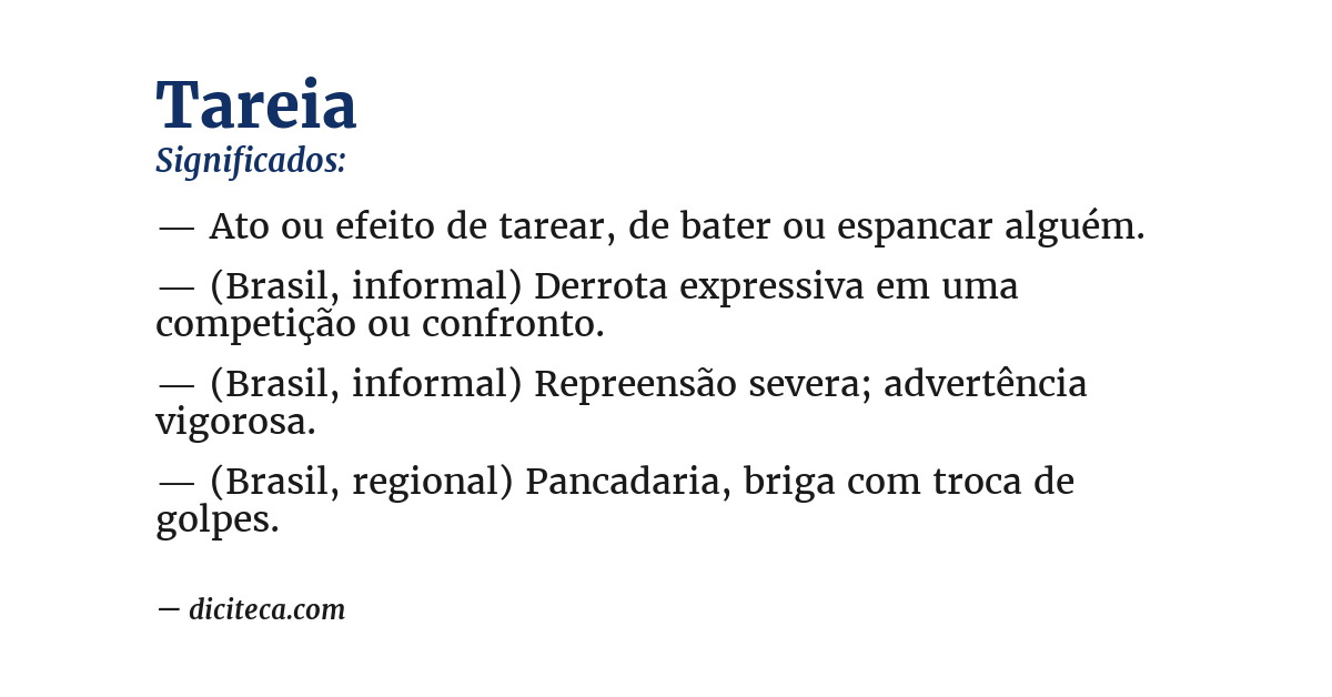 Significado de tareia