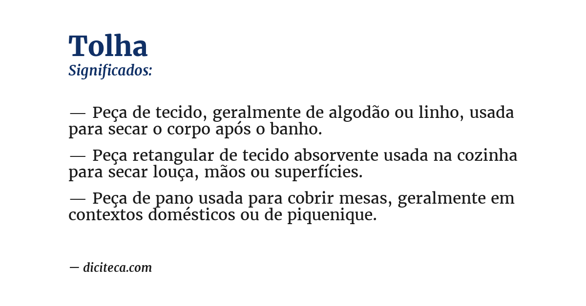 Significado de tolha