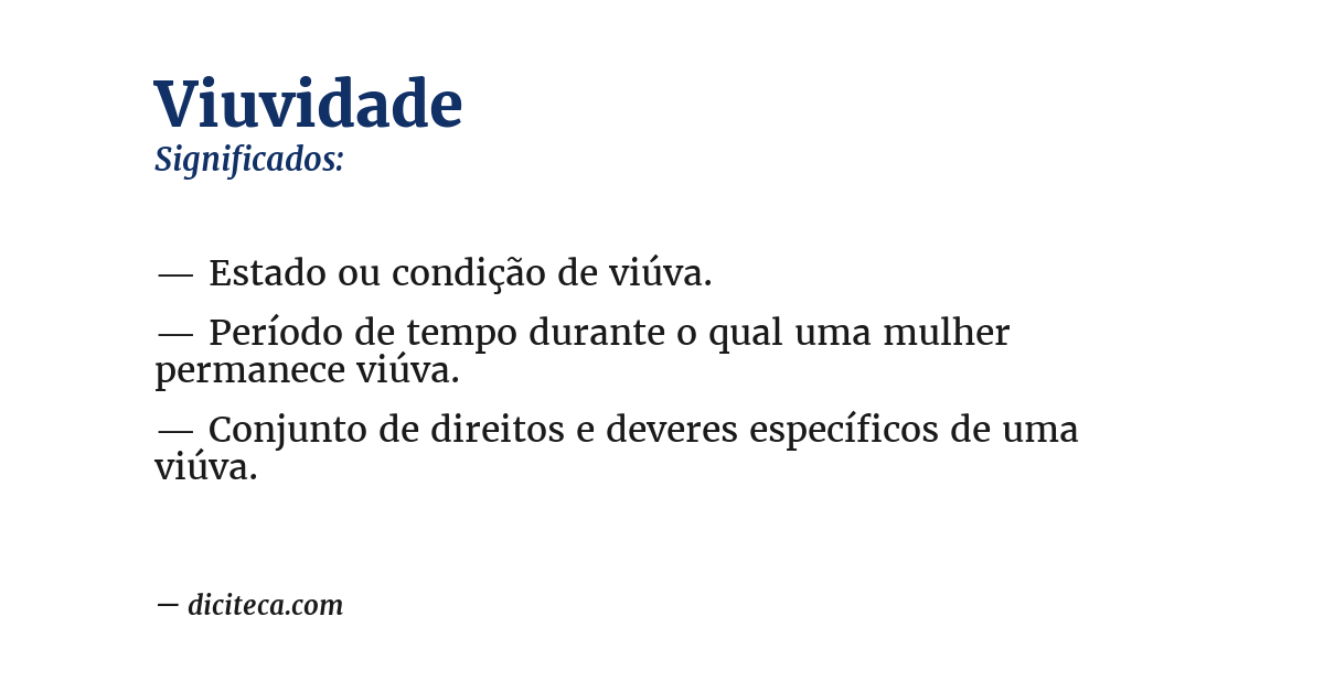 Significado de viuvidade