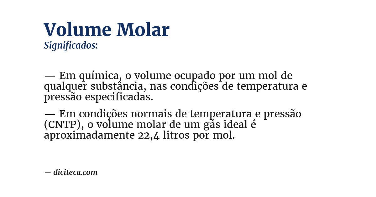 Significado de volume molar