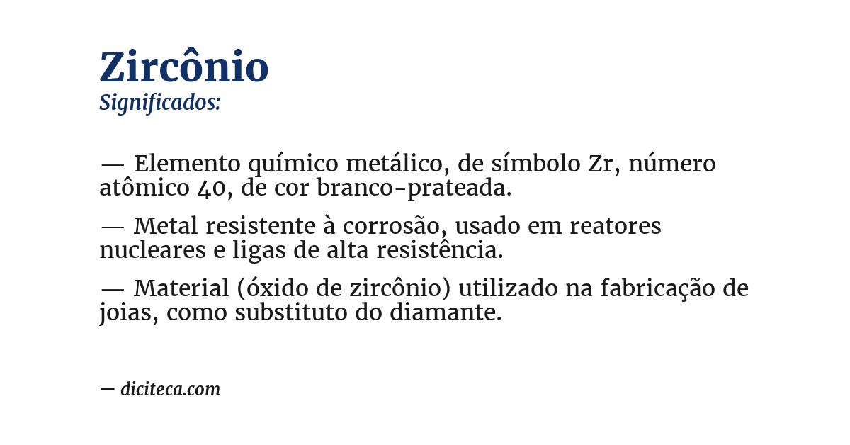 Significado de zircônio