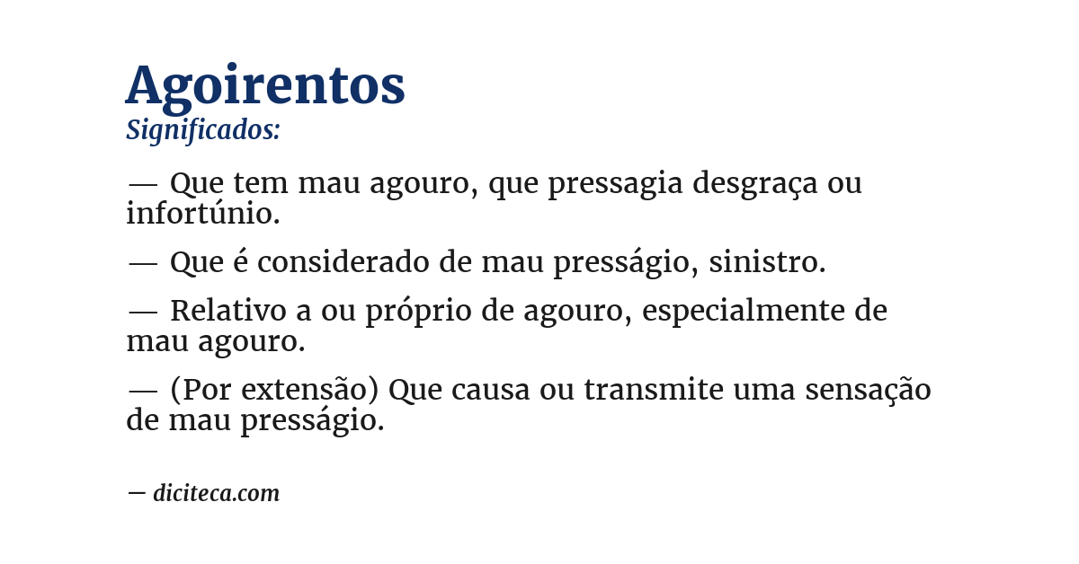 Significado de agoirentos