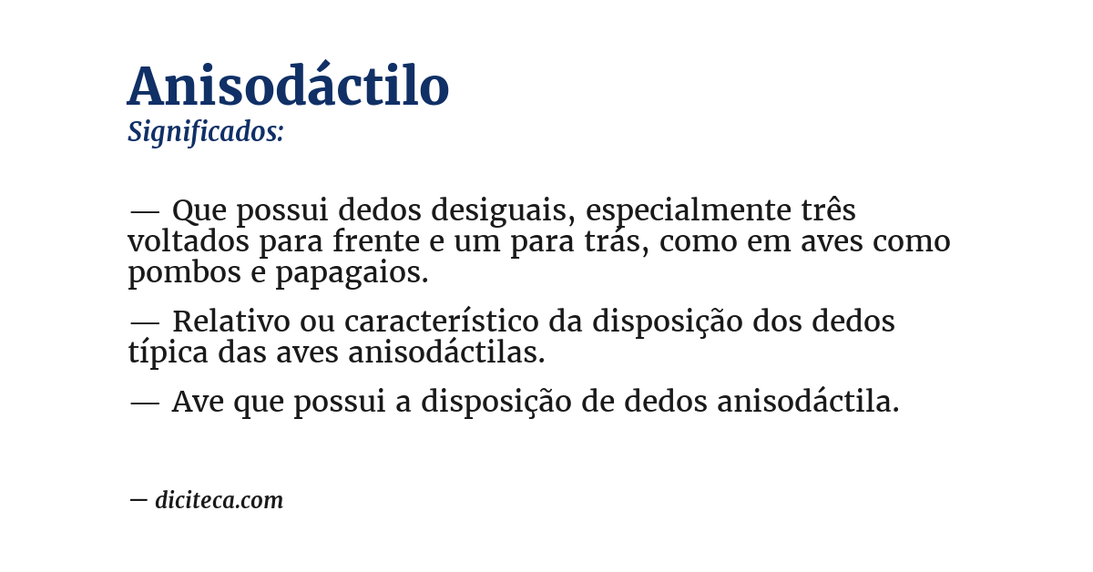 Significado de anisodáctilo