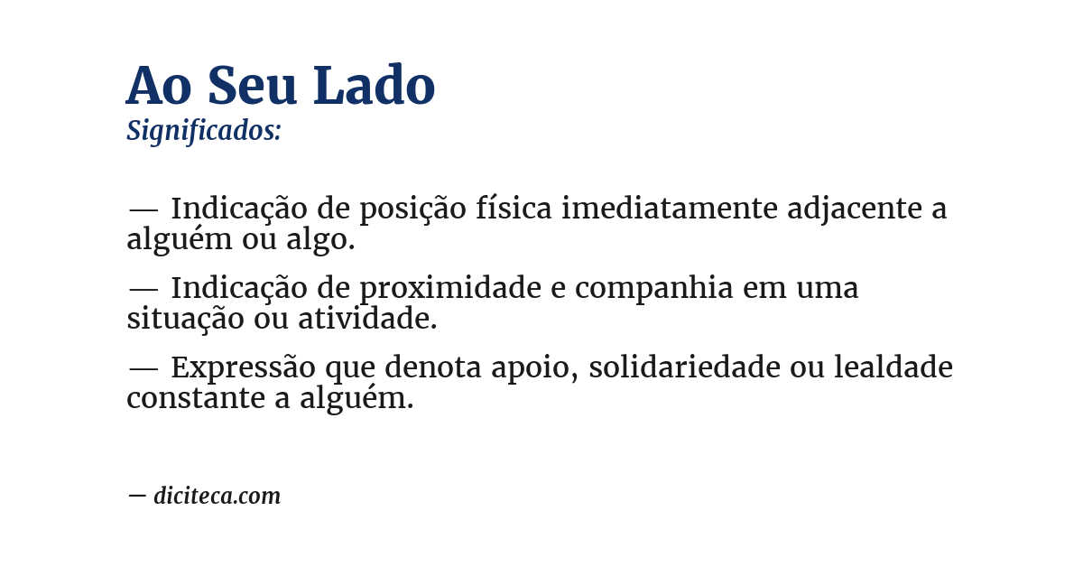 Significado de ao seu lado