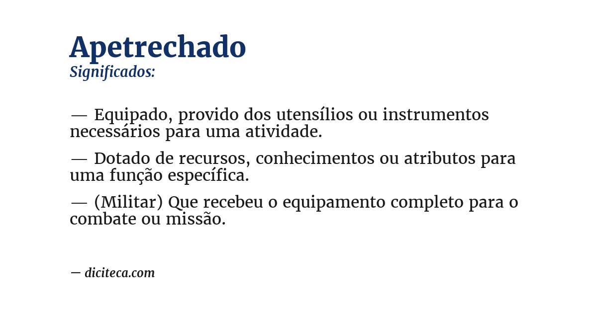 Significado de apetrechado