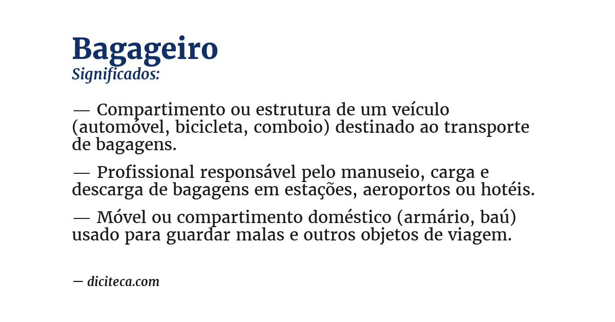 Significado de bagageiro
