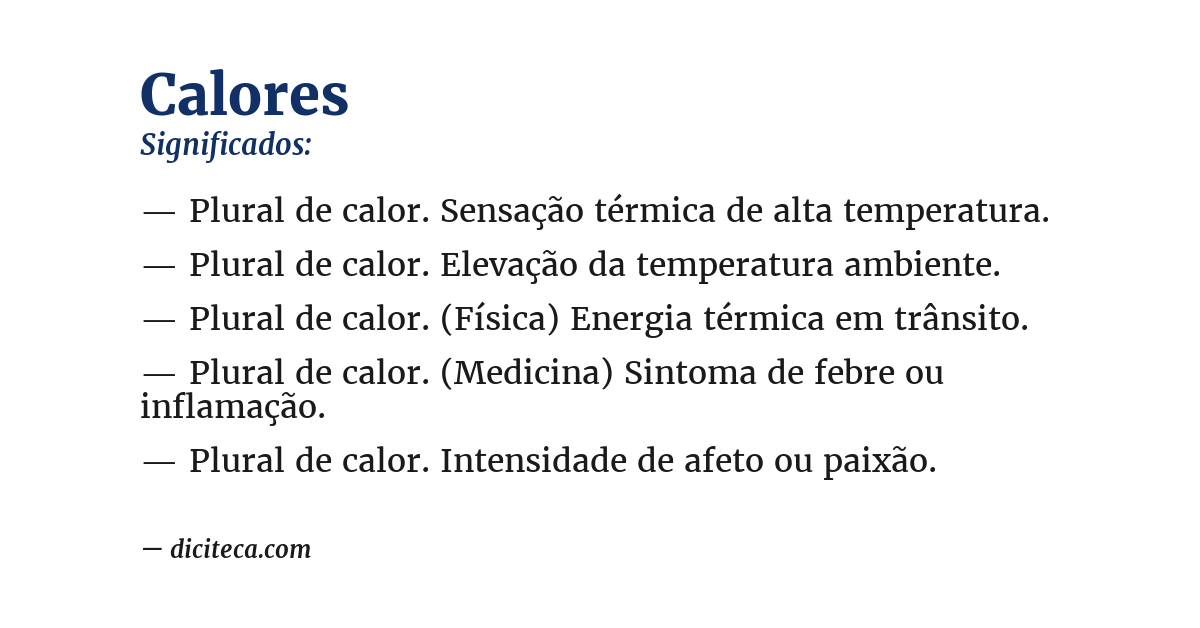 Significado de calores