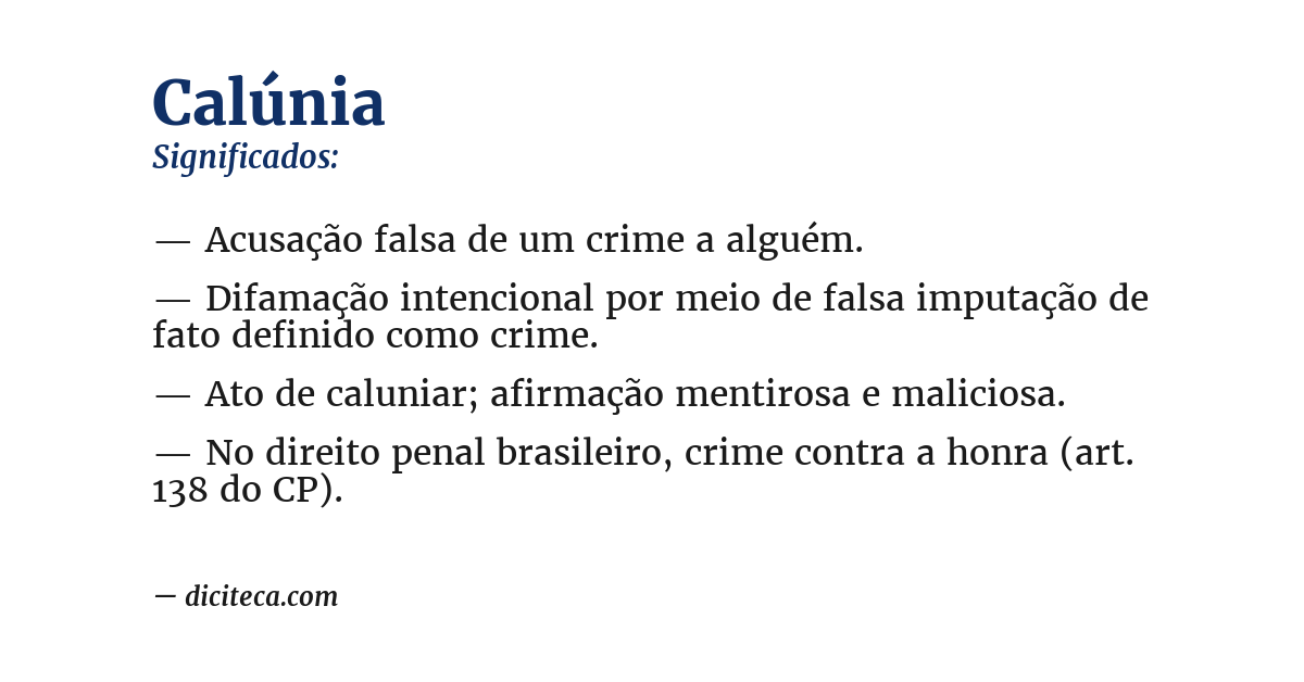 Significado de calúnia
