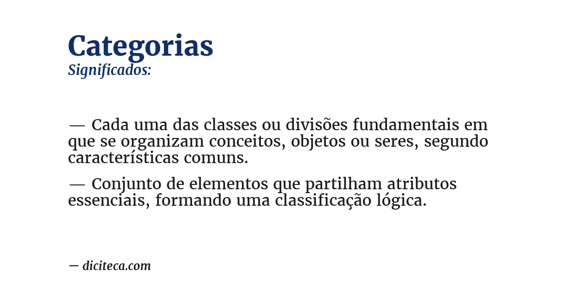 Significado de categorias
