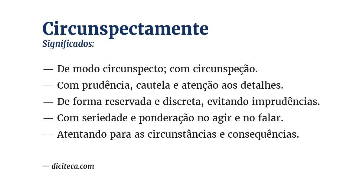 Significado de circunspectamente