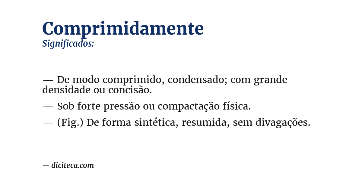 Significado de comprimidamente