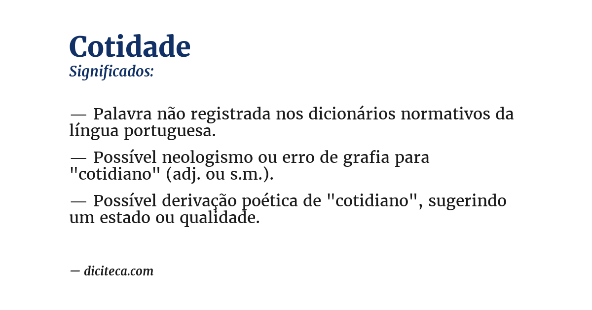 Significado de cotidade