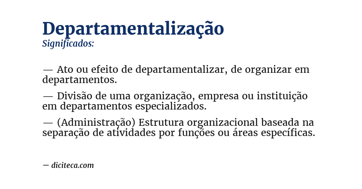 Significado de departamentalização