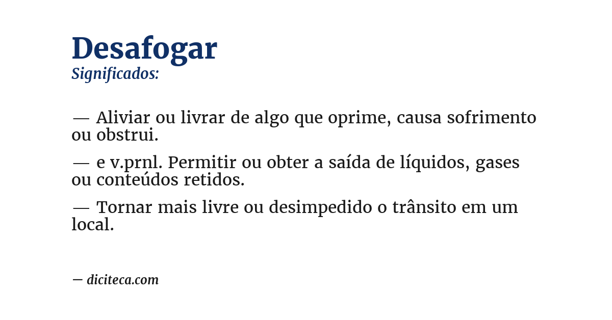 Significado de desafogar