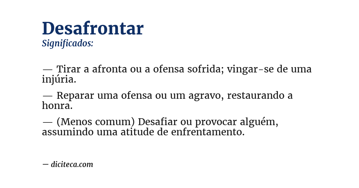 Significado de desafrontar