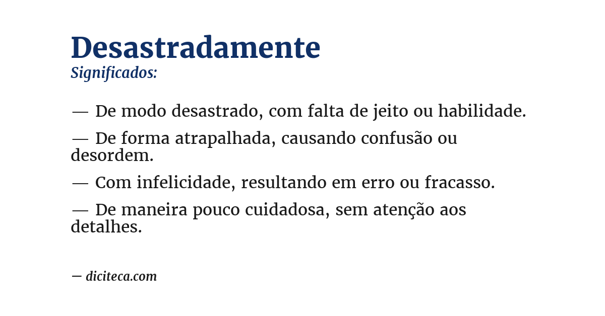 Significado de desastradamente