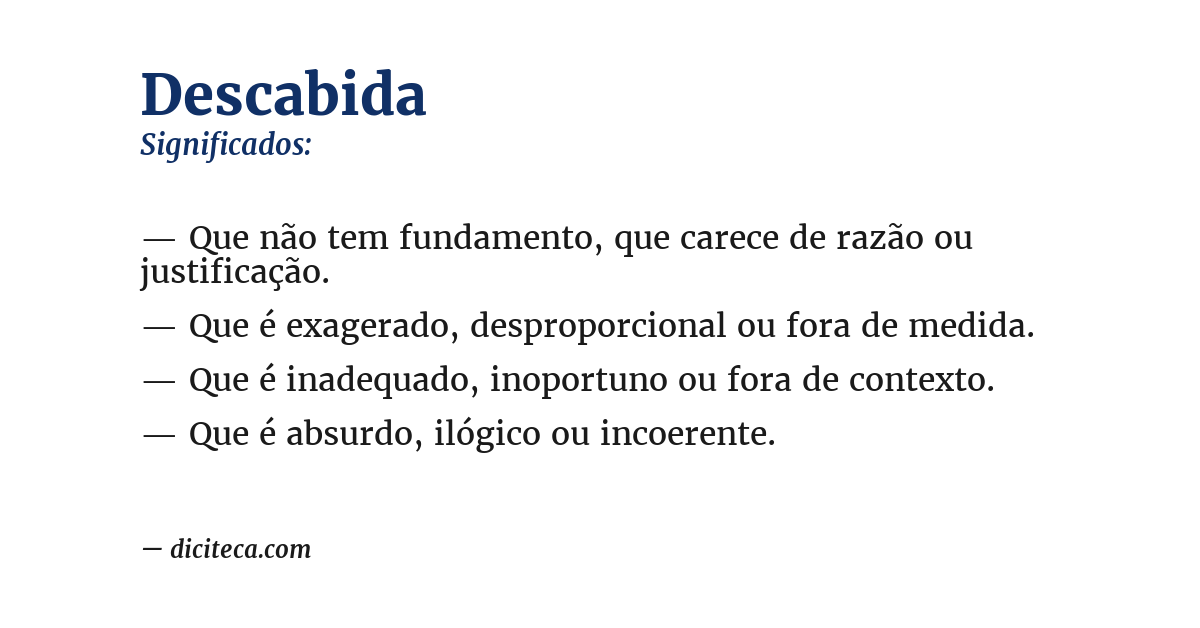 Significado de descabida