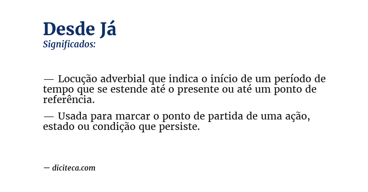 Significado de desde já