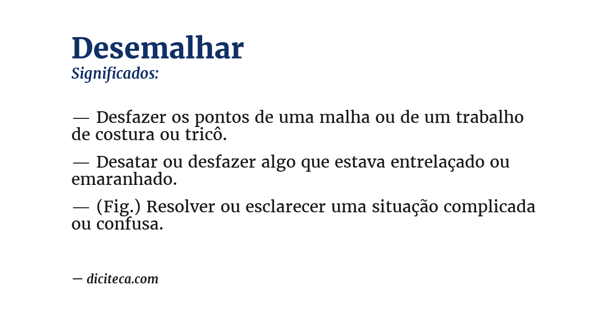 Significado de desemalhar
