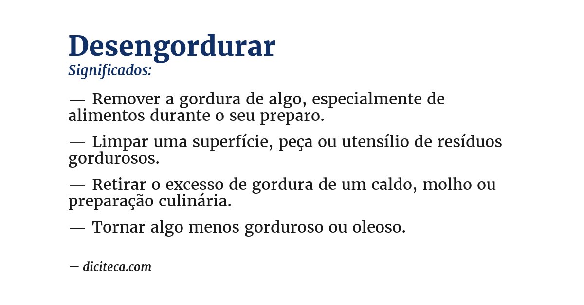 Significado de desengordurar