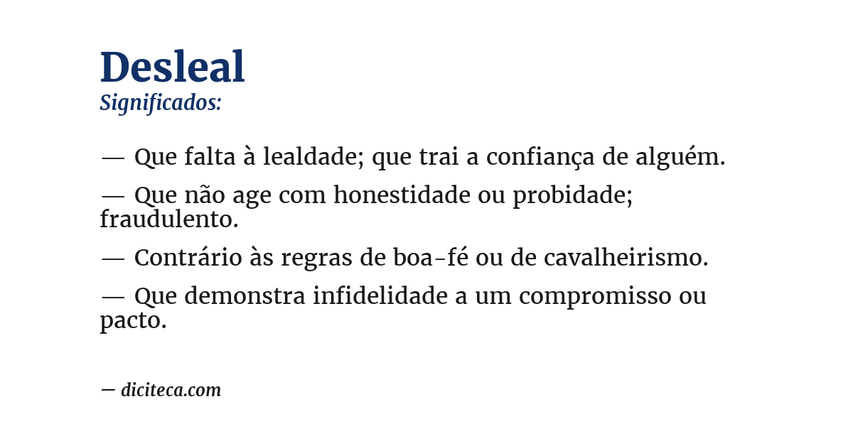 Significado de desleal