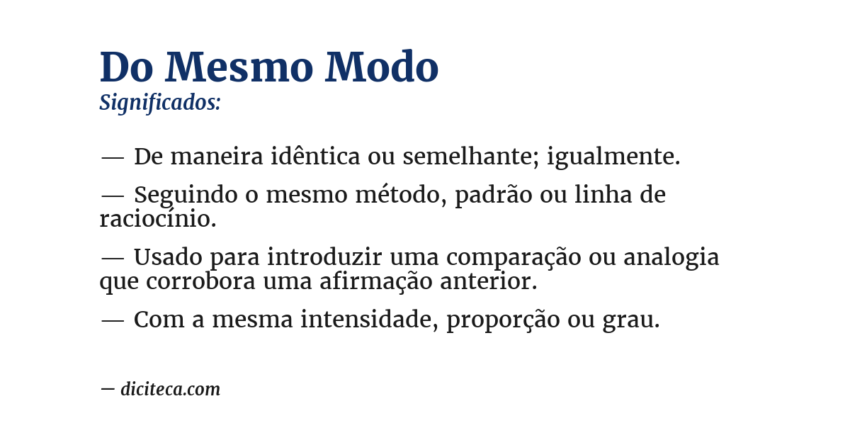 Significado de do mesmo modo