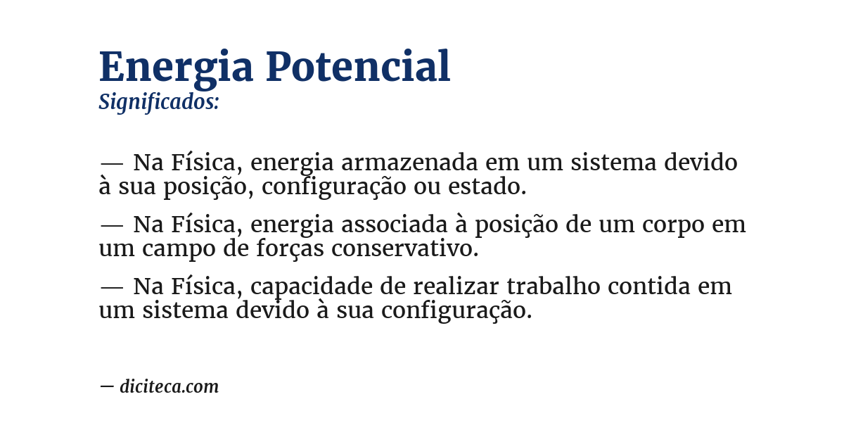 Significado de energia potencial