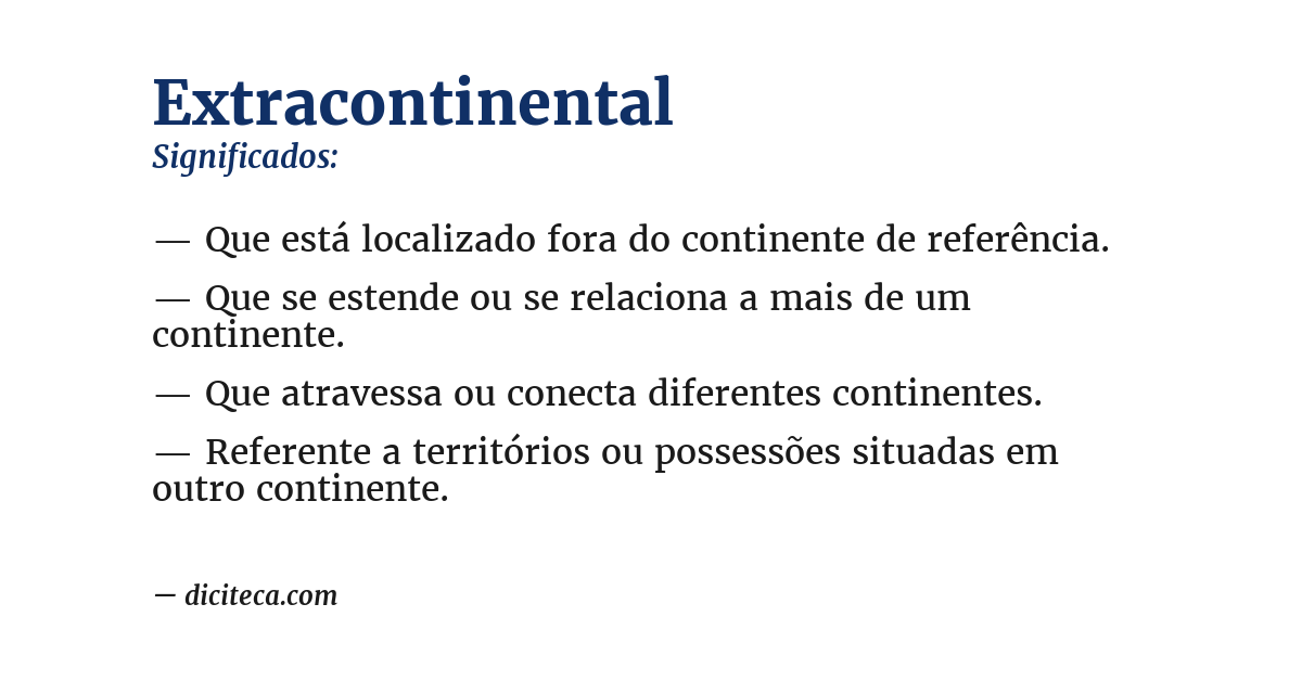 Significado de extracontinental