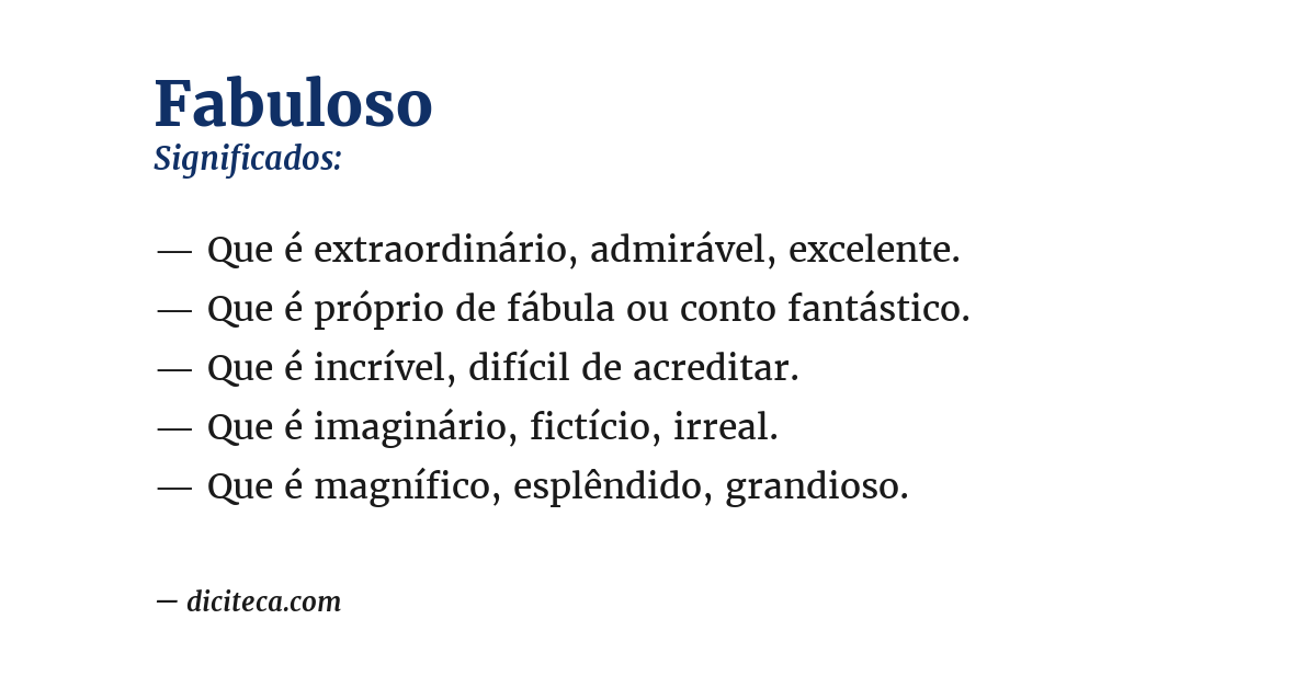 Significado de fabuloso