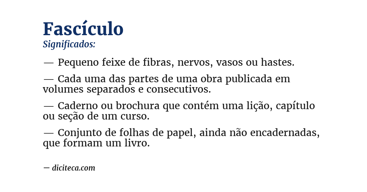 Significado de fascículo